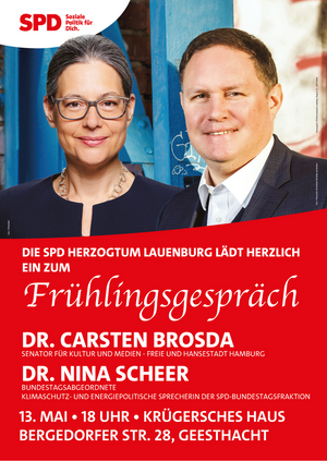 Dr. Nina Scheer (Mdb) und Dr. Carsten Brodsa (Senator Kultur und Medien Hamburg)